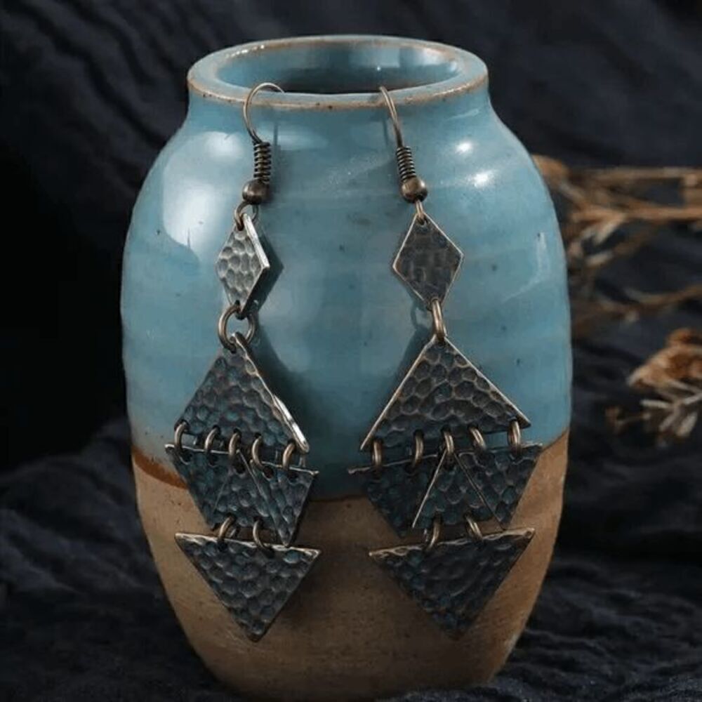 Boho Triangular Dangle Earrings - Picture 7 of 8